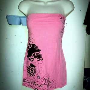Custom metal mulisha large 11-13 pink tube top blk